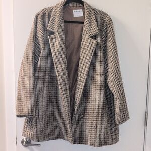 Old Navy Women's Checkered Blazer - Black and Tan